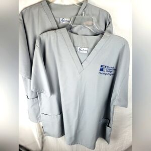 Lot of 2 St.louis Community College Nursing Program Gray Scrub Tops Sz 2XL